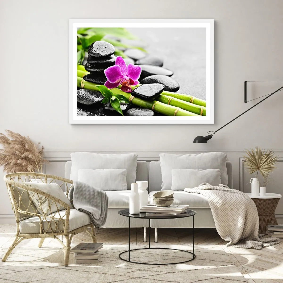 Póster en marco blanco - En equilibrio pacífico - 91x61 cm