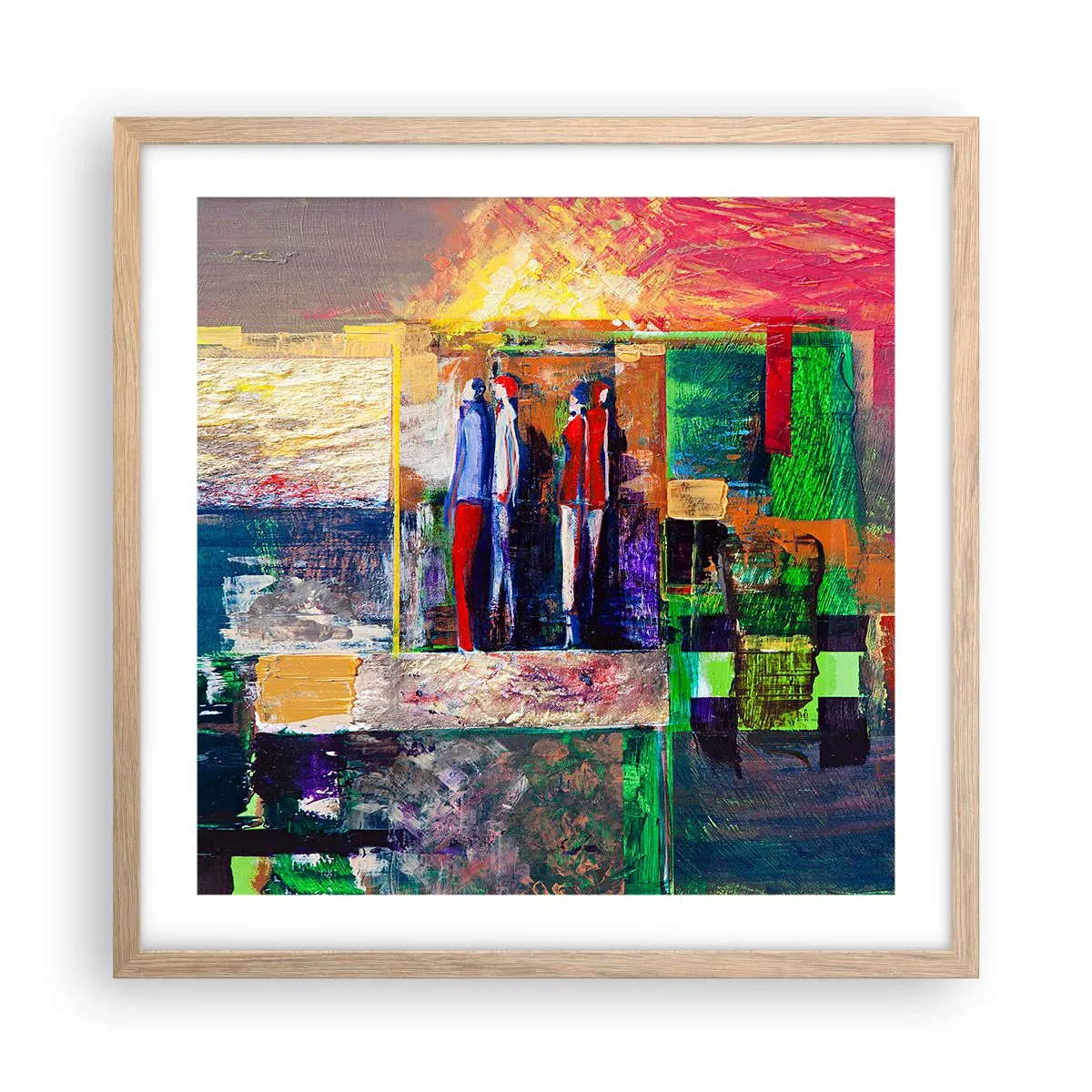 Póster en marco roble claro - Relaciones y emociones - 50x50 cm