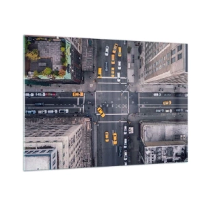 Cuadro sobre vidrio - Impresiones sobre Vidrio - Vista aérea de una intersección concurrida de la ciudad. - 100x70cm - Una simple elección - Decoración de pared moderna para salón y dormitorio ARTTOR