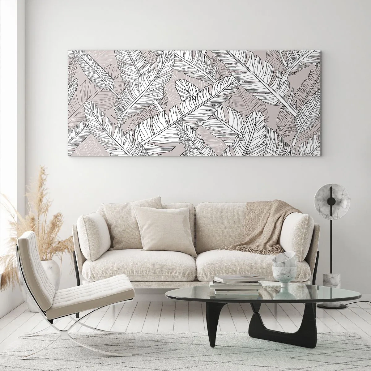 Cuadro sobre vidrio - Impresiones sobre Vidrio - Turbulencias de plumas - 100x40 cm