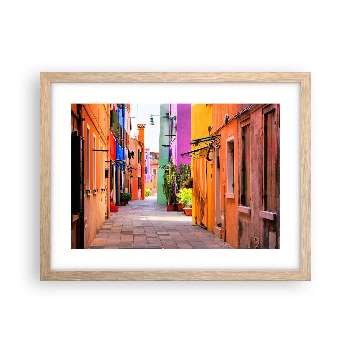 Póster en marco roble claro - El callejón arco iris - 40x30 cm