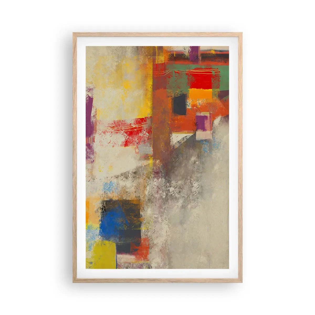 Póster en marco roble claro - Geometría de color - 61x91 cm