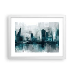 Póster en marco blanco - Ciudad color lluvia - 40x30 cm
