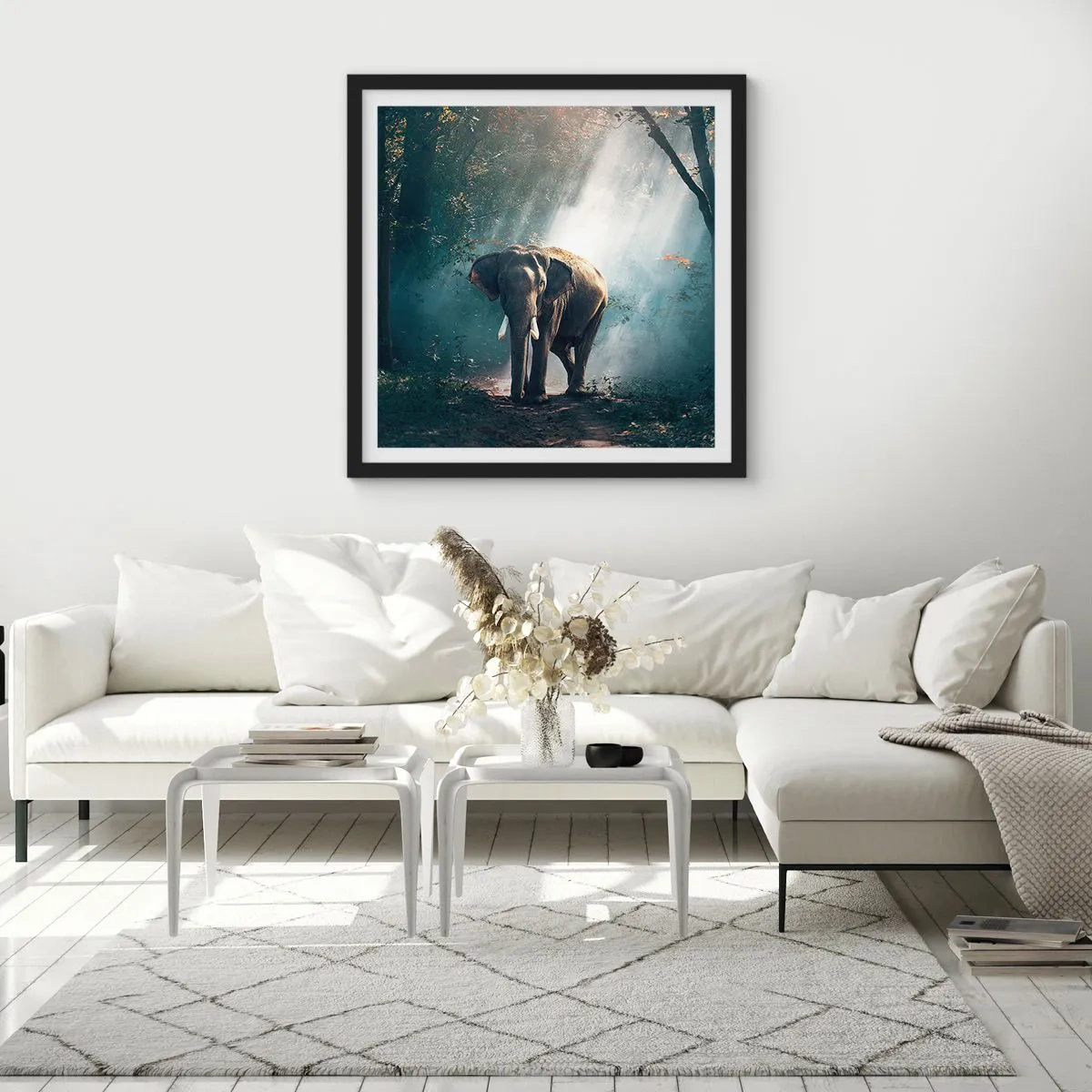 Póster en marco negro - Un paseo tranquilo - 60x60 cm