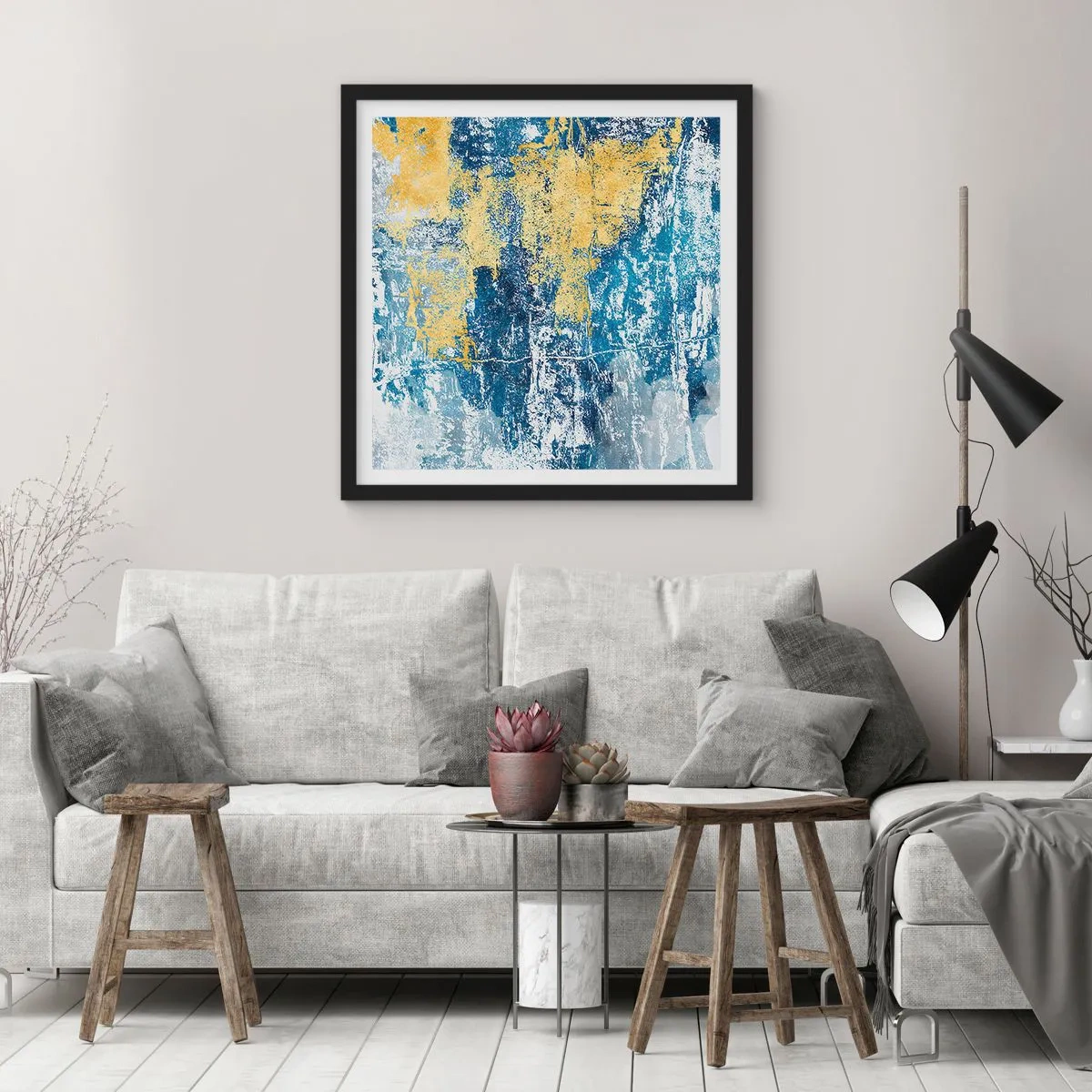 Póster en marco negro - Una abstracción serena - 40x40 cm