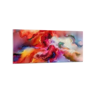 Cuadro sobre vidrio - Impresiones sobre Vidrio - Abstracción colorida con una composición dinámica. - 120x50cm - Cómo atrapar los sueños: el humo - Decoración de pared moderna para salón y dormitorio ARTTOR
