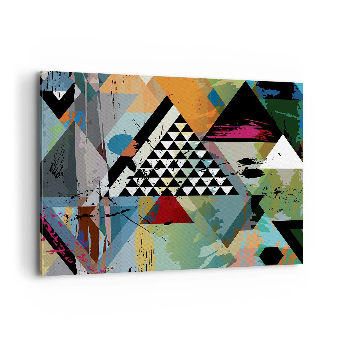 Cuadro sobre lienzo - Impresión de Imagen - Una composición abstracta de formas geométricas y colores. - 120x80cm - Qué sencillo es - Decoración de pared moderna para salón y dormitorio ARTTOR