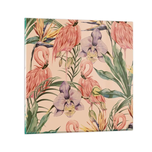 Cuadro sobre vidrio - Impresiones sobre Vidrio - Un ballet rosa en flores - 50x50 cm