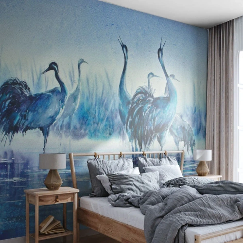 Fotomural Premium Sand - Reunión matinal - Aves, Paisaje, Agua - 250x175 cm