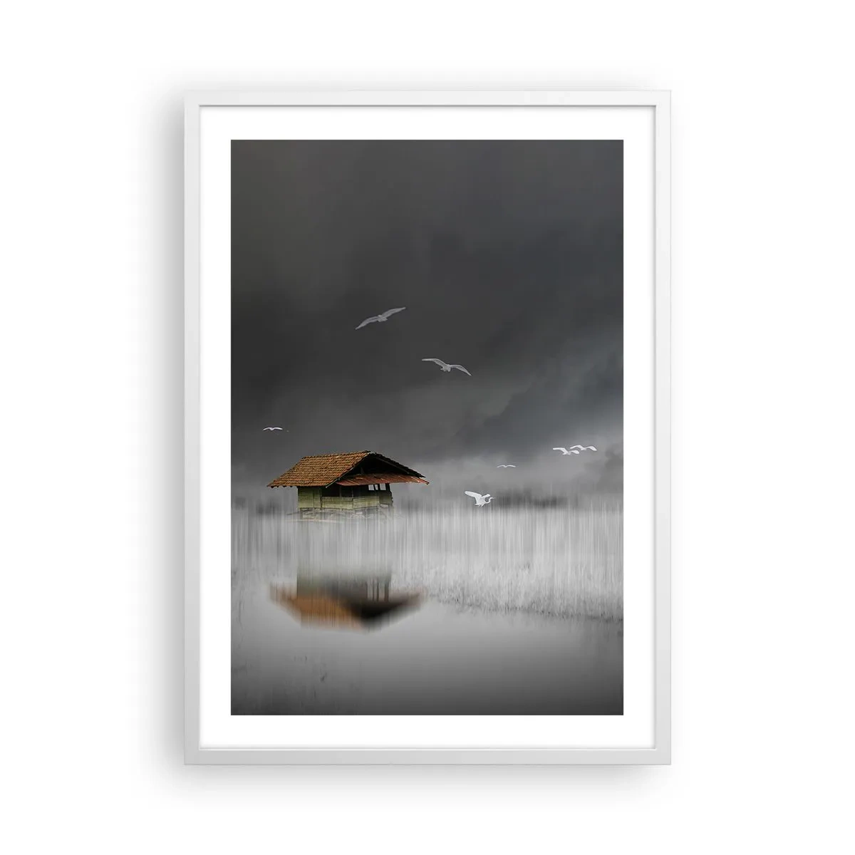 Póster en marco blanco - Resguardo de la lluvia - 50x70 cm