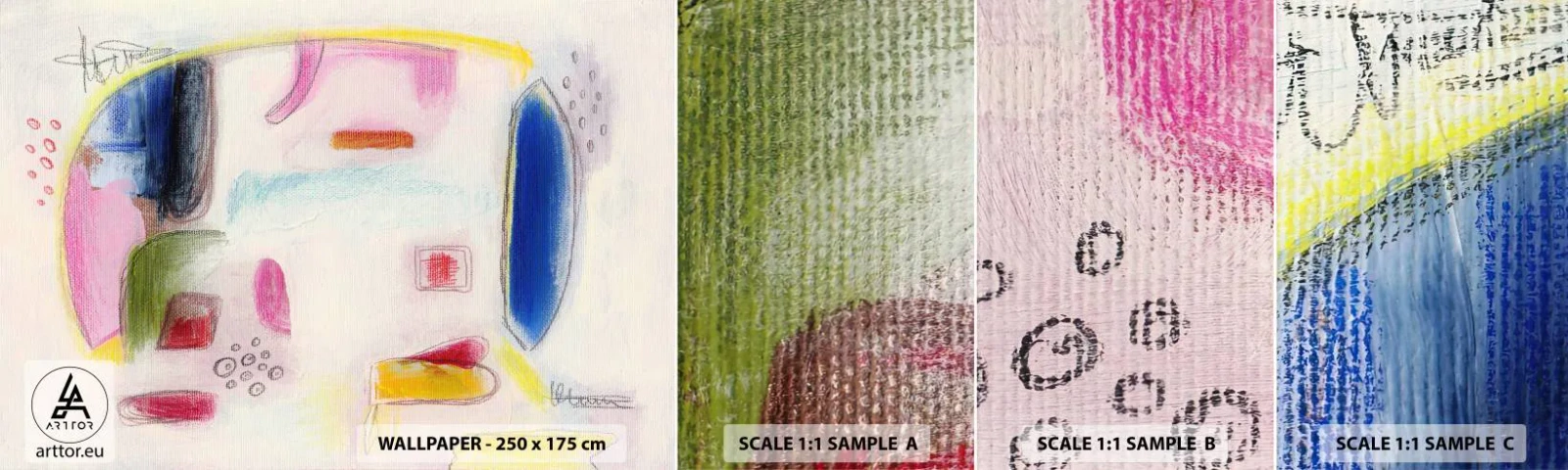 Muestra de fotomural autoadhesivo Deluxe Sticker - Convexo, cóncavo, plano - Abstracción, Pedazo, Elefante - 100x30 cm