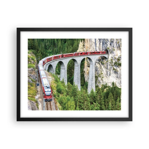 Póster en marco negro - Atravesando las montañas - 50x40 cm