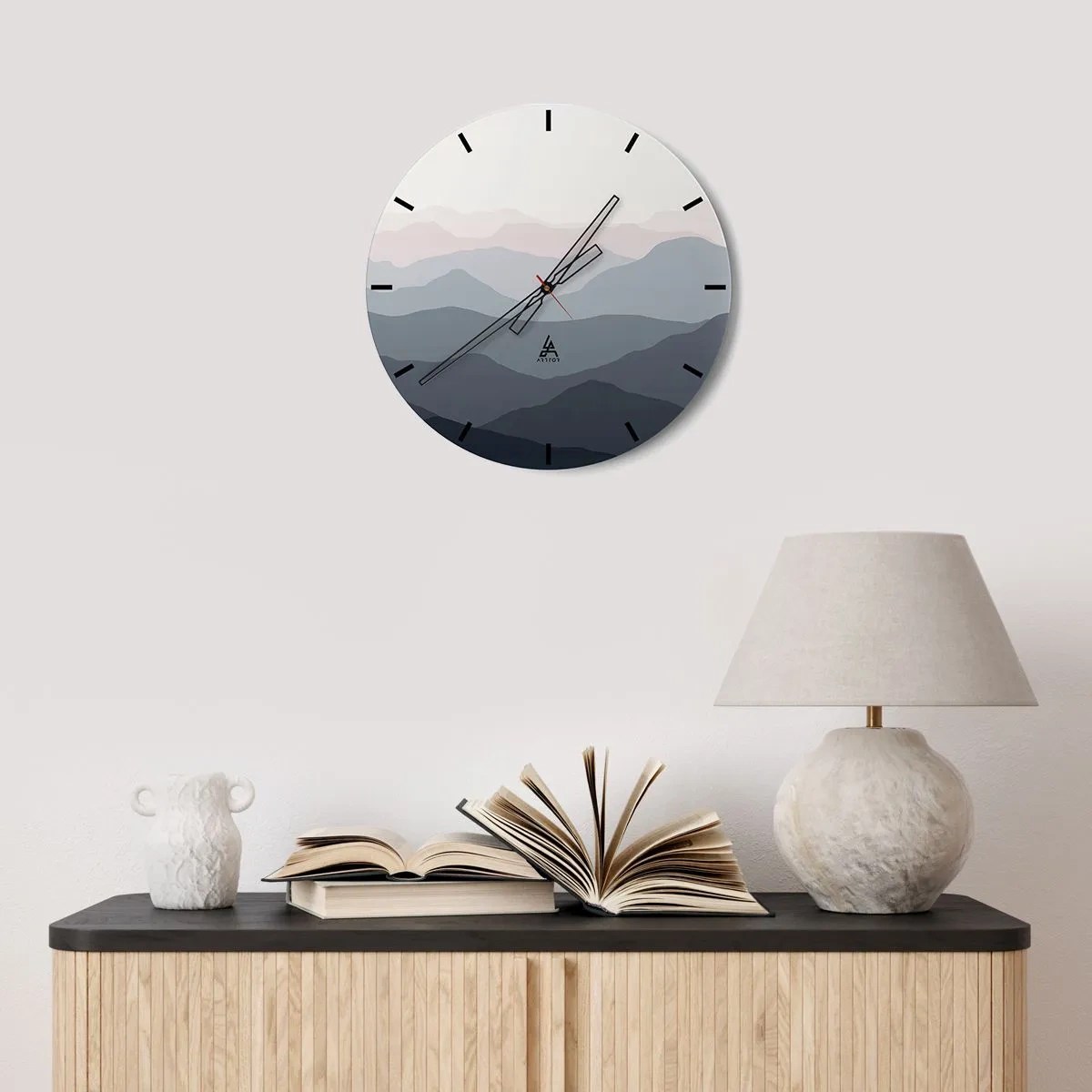 Reloj de pared - Reloj de vidrio - Cordilleras a la vista - 30x30 cm