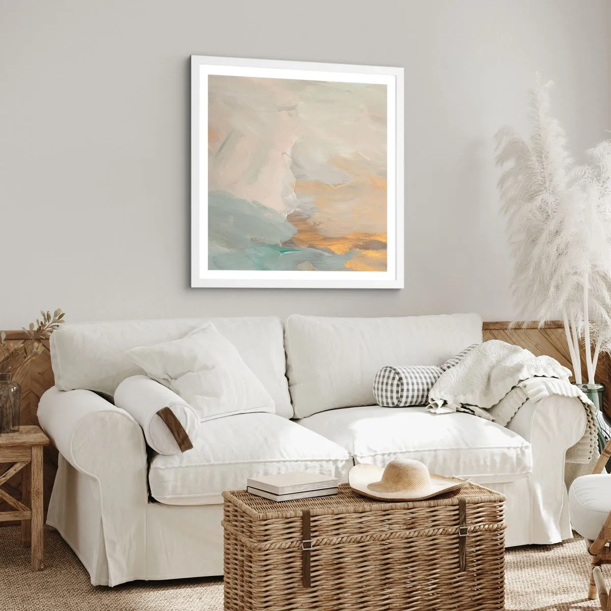 Póster en marco blanco - Abstracción - una tierra de dulzura - 40x40 cm
