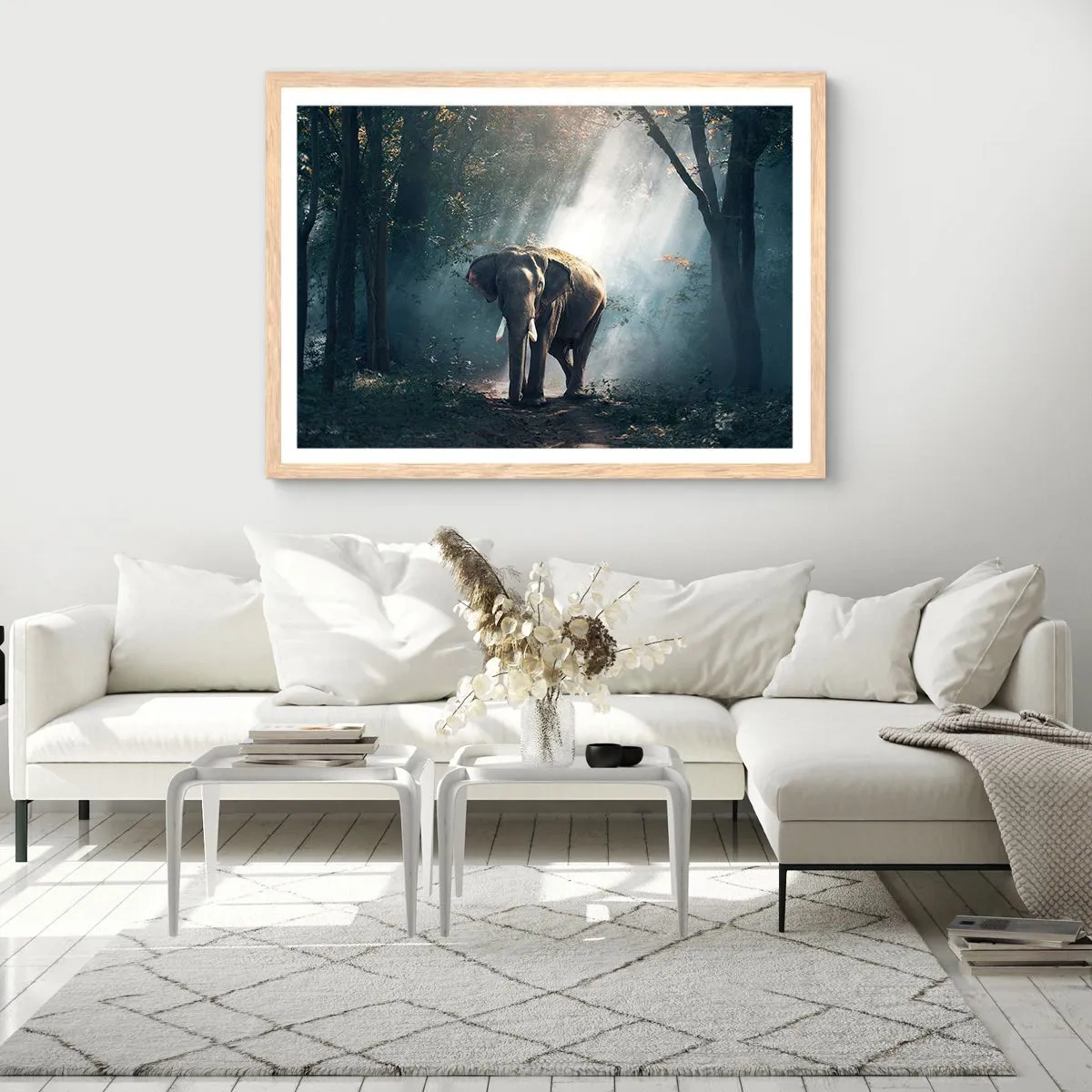 Póster en marco roble claro - Un paseo tranquilo - 100x70 cm