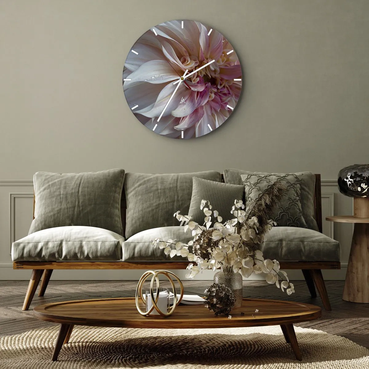 Reloj de pared - Reloj de vidrio - Frescura floreciente - 30x30 cm