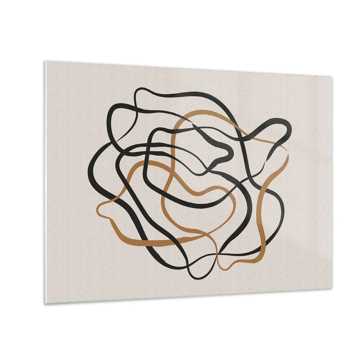 Cuadro sobre vidrio - Impresiones sobre Vidrio - Una maraña abstracta de líneas en negro y marrón. - 70x50cm - Todo ha salido mal - Decoración de pared moderna para salón y dormitorio ARTTOR