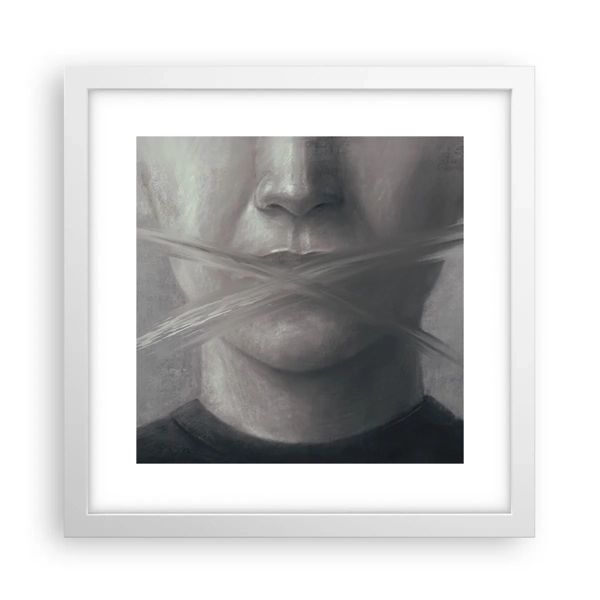 Póster en marco blanco - Ni una palabra - 30x30 cm