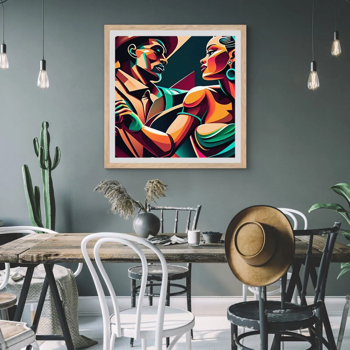 Póster en marco roble claro - Al ritmo del corazón - 40x40 cm