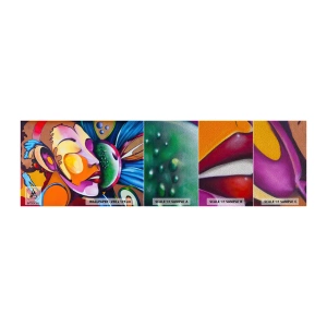 Muestra de fotomural Premium Sand - Toque de color - Abstracción, Mujer, Cubismo - 100x30 cm