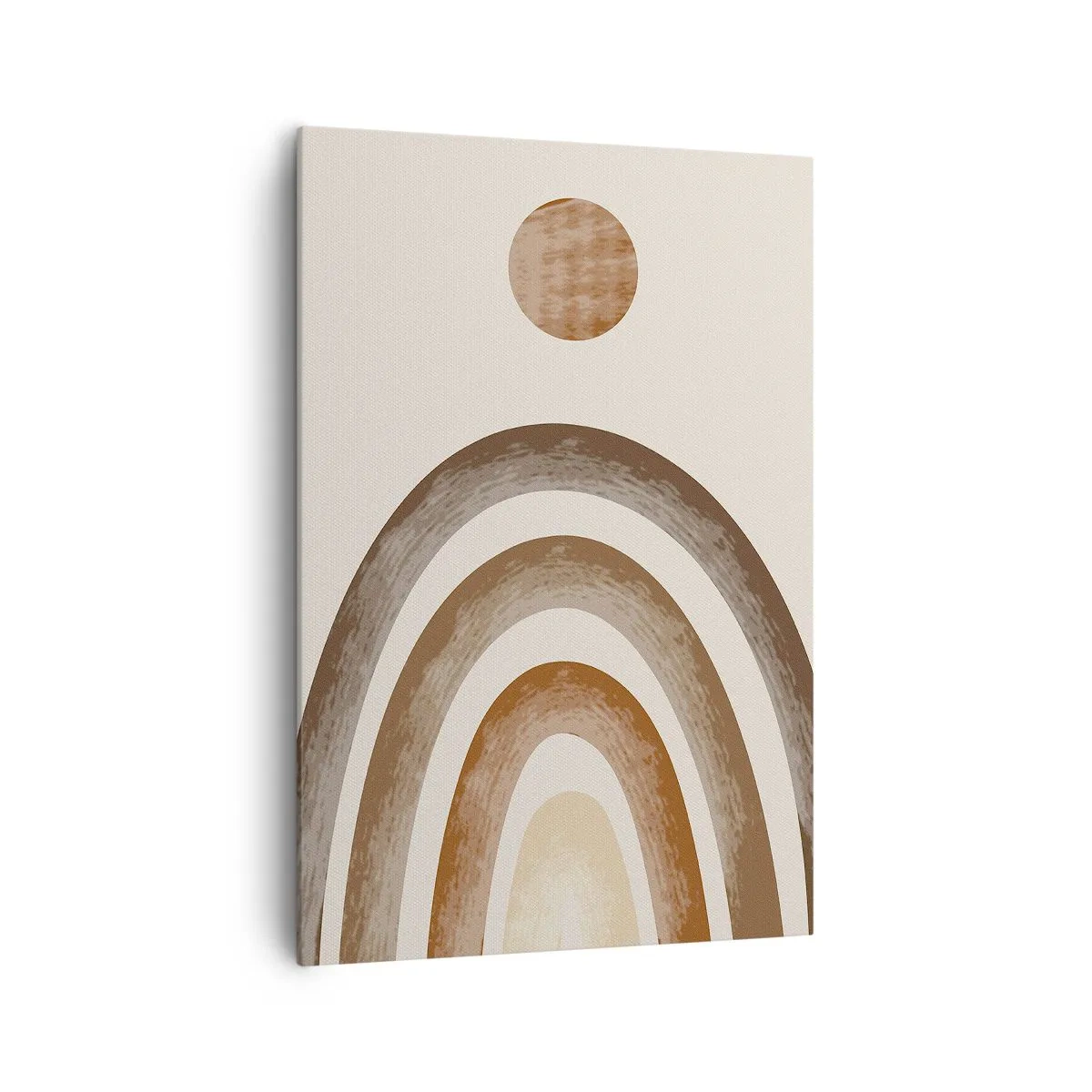 Cuadro sobre lienzo - Impresión de Imagen - Motivo planetario geométrico en tonos marrones - 70x100cm - En otro mundo - Decoración de pared moderna para salón y dormitorio ARTTOR