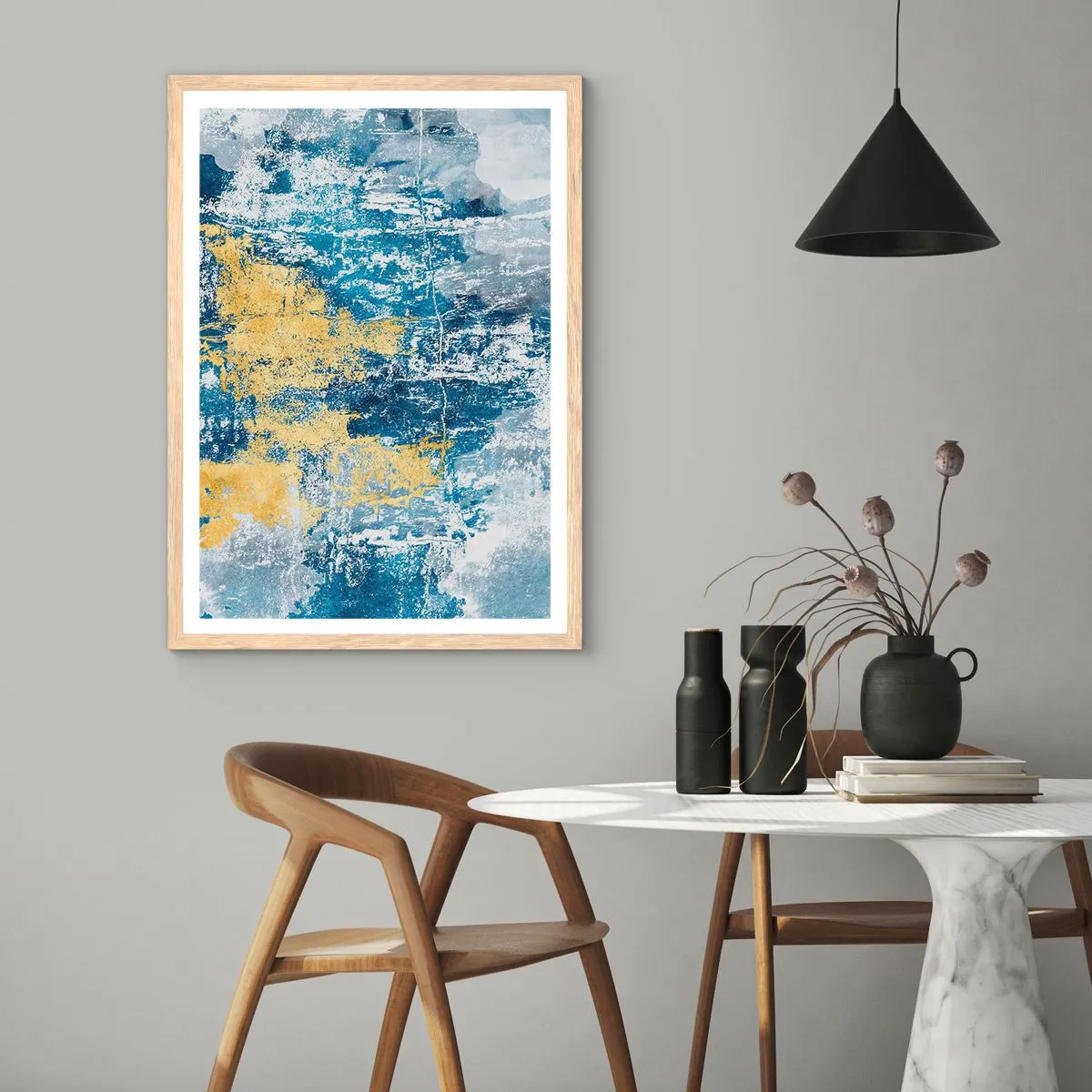 Póster en marco roble claro - Una abstracción serena - 70x100 cm