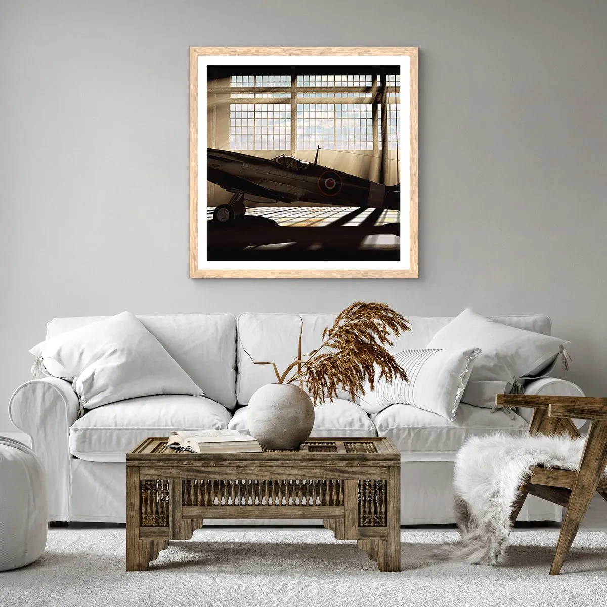 Póster en marco roble claro - El descanso del guerrero - 40x40 cm