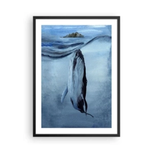 Póster en marco negro - Una ballena bajo la superficie del océano. - 50x70cm - Dos mundos del norte - Decoración de pared moderna para salón y dormitorio ARTTOR