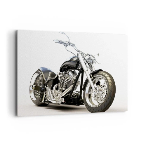 Cuadro sobre lienzo - Impresión de Imagen - Elegante motocicleta negra sobre fondo blanco. - 120x80cm - Una fuerza con carácter - Decoración de pared moderna para salón y dormitorio ARTTOR