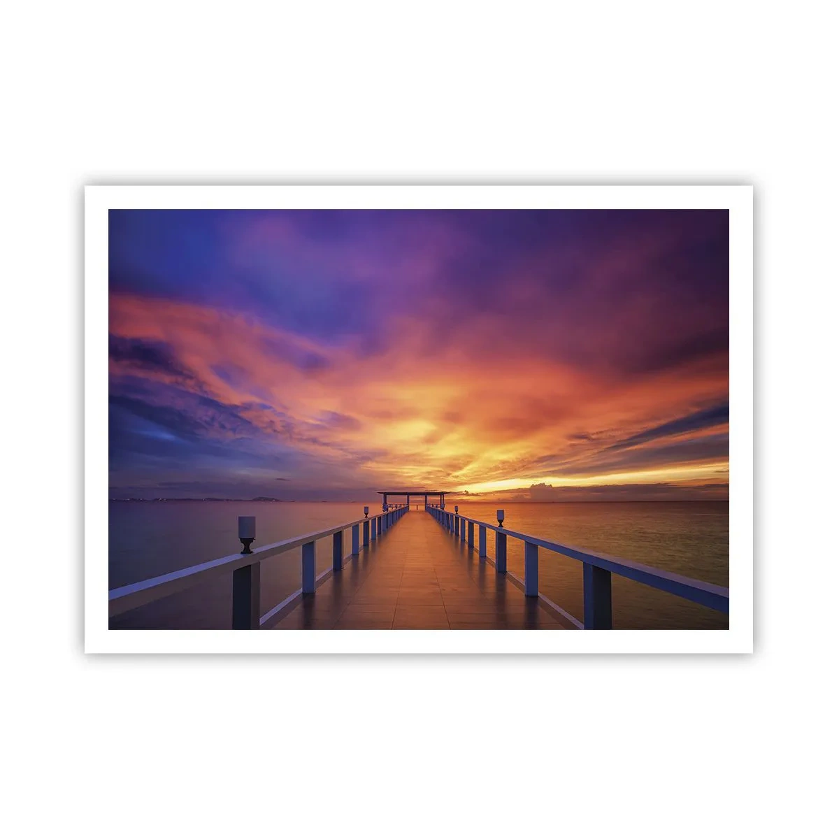 Póster - Un embarcadero que conduce al mar durante la puesta de sol. - 100x70cm - Sin fin - Decoración de pared moderna para salón y dormitorio ARTTOR