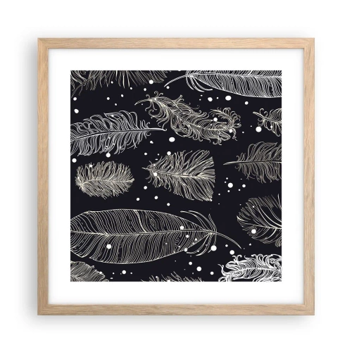 Póster en marco roble claro - Encaje de plumas - 40x40 cm