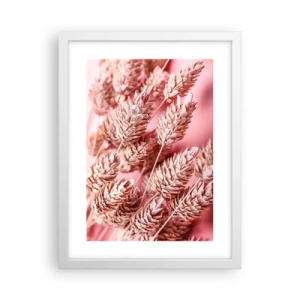 Póster en marco blanco - Estructura floral en rosa - 30x40 cm