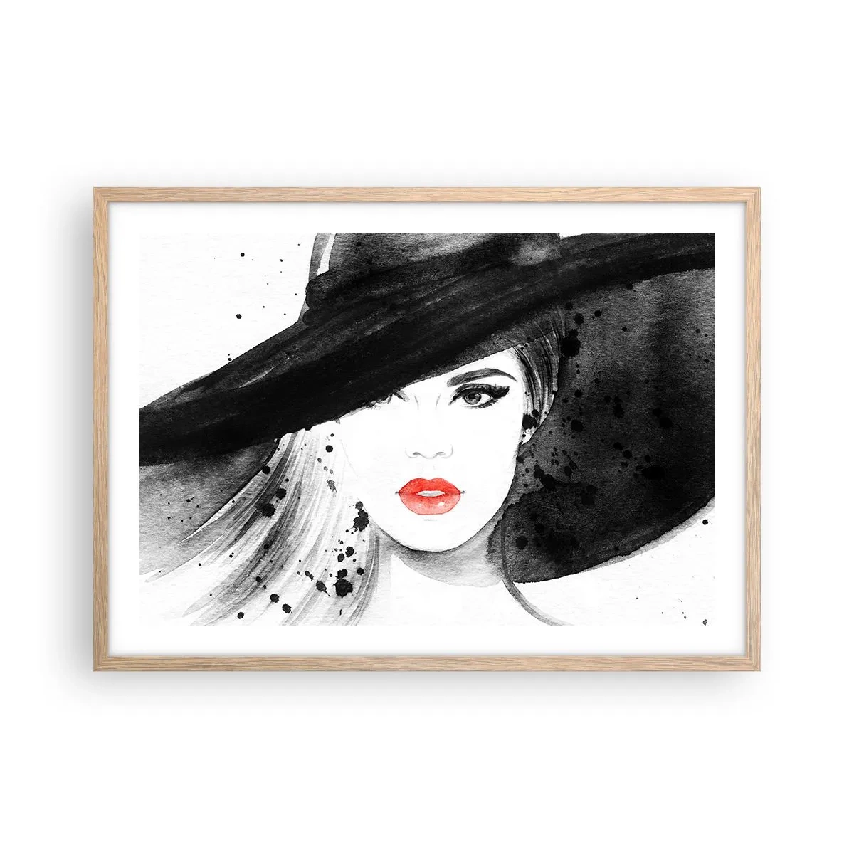 Póster en marco roble claro - Dama de negro - 70x50 cm