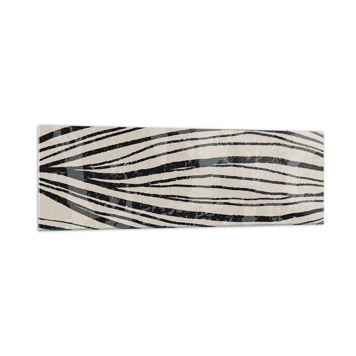 Cuadro sobre vidrio - Impresiones sobre Vidrio - Ondas abstractas en tonos blanco y negro - 160x50cm - Salpicadura de líneas - Decoración de pared moderna para salón y dormitorio ARTTOR