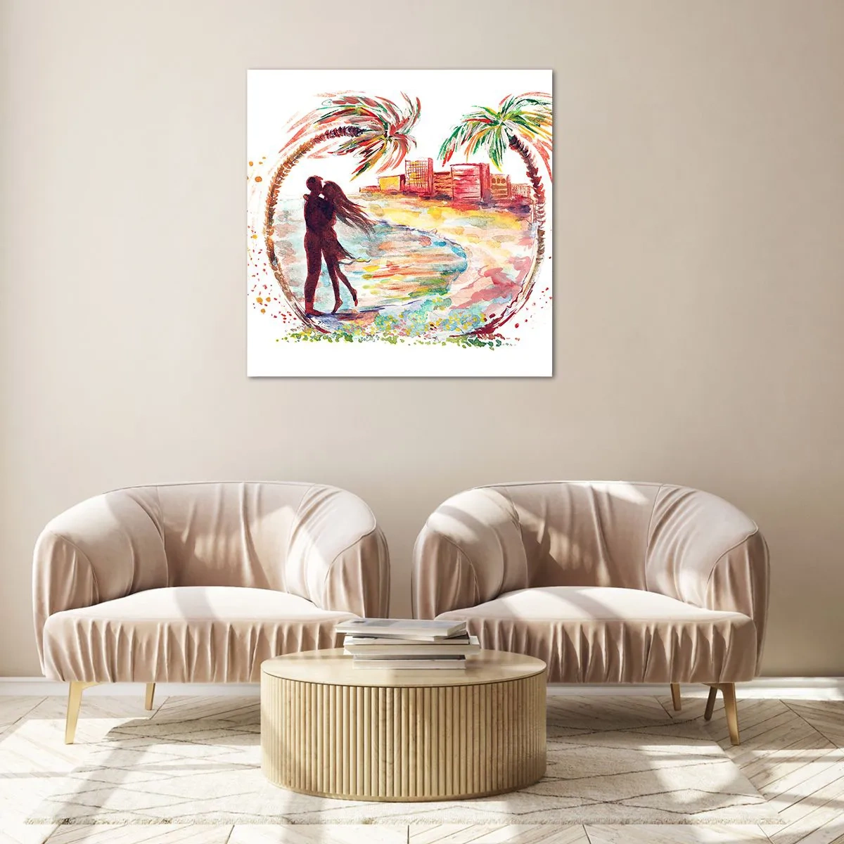 Cuadro sobre vidrio - Impresiones sobre Vidrio - Unas vacaciones románticas - 60x60 cm