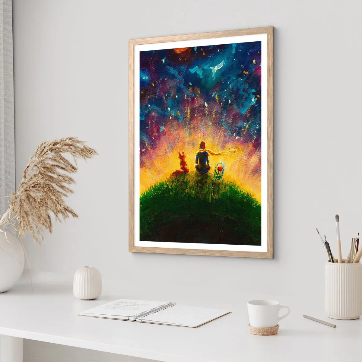 Póster en marco roble claro - Amor y amistad - lo único entero - 70x100 cm