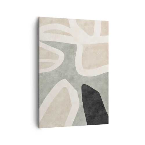 Cuadro sobre lienzo - Impresión de Imagen - Formas abstractas en colores tenues - 50x70cm - Composición con un toque negro - Decoración de pared moderna para salón y dormitorio ARTTOR