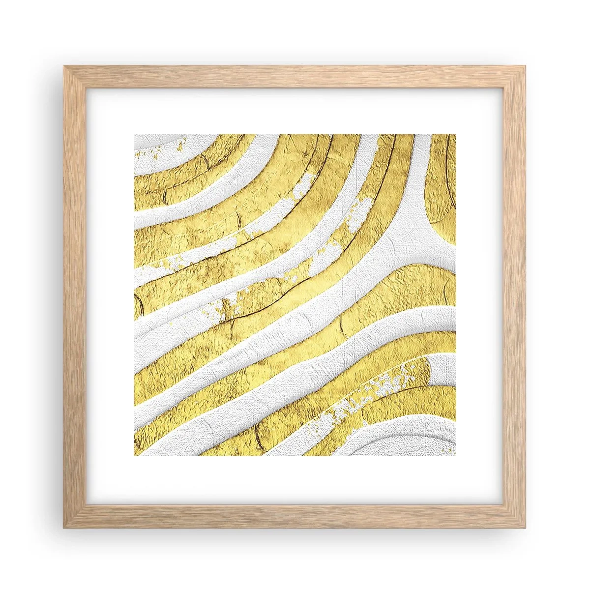 Póster en marco roble claro - Una composición en blanco y oro - 30x30 cm