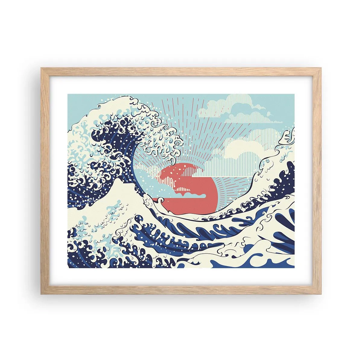 Póster en marco roble claro - De inspiración japonesa - 50x40 cm