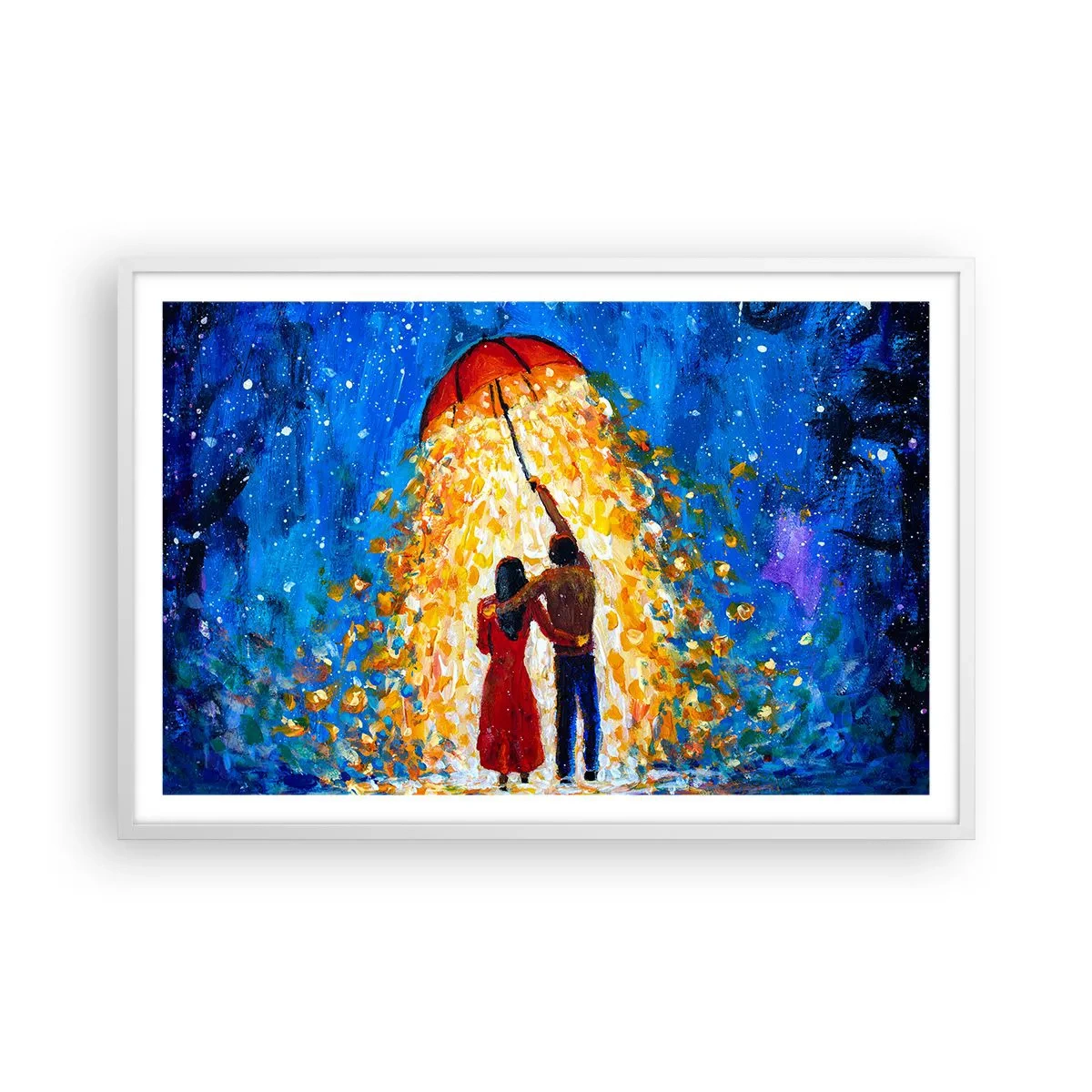 Póster en marco blanco - La magia de una tarde lluviosa - 91x61 cm