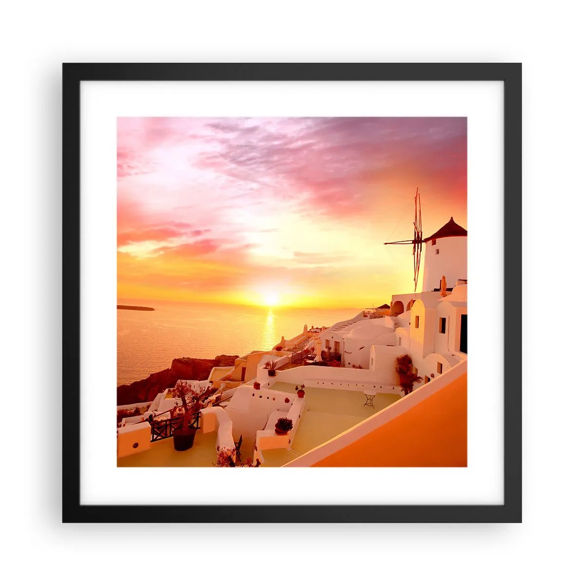 Póster en marco negro - Blanco y dorado - 40x40 cm