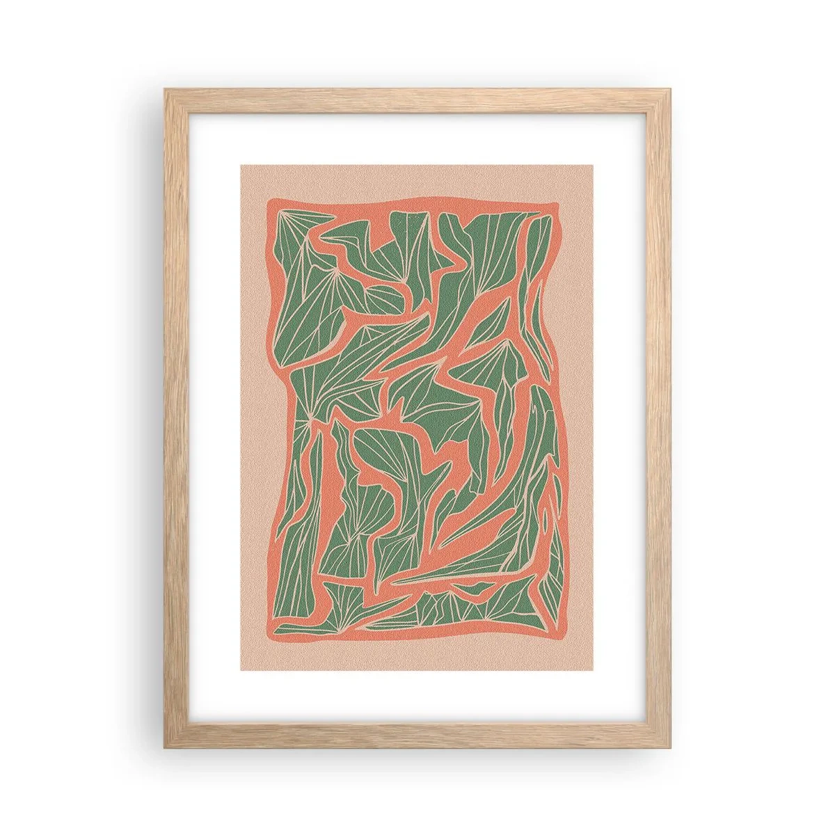 Póster en marco roble claro - Lucha entre el coral y el verde - 30x40 cm
