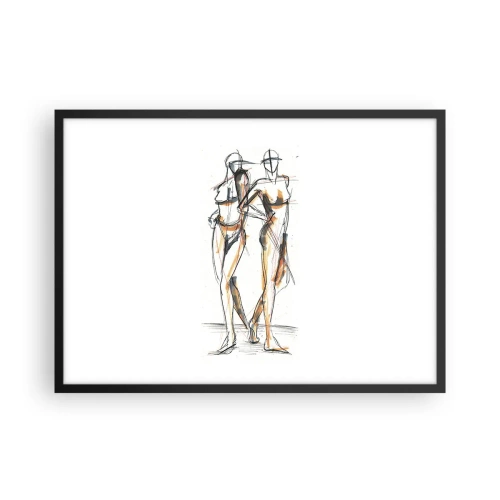 Póster en marco negro - Boceto artístico de dos siluetas sobre un fondo blanco. - 70x50cm - Un estudio sobre el encanto - Decoración de pared moderna para salón y dormitorio ARTTOR