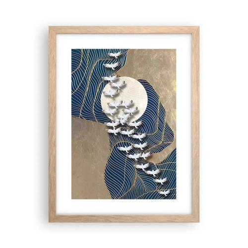 Póster en marco roble claro - Libertad en bandada comunidad - 30x40 cm