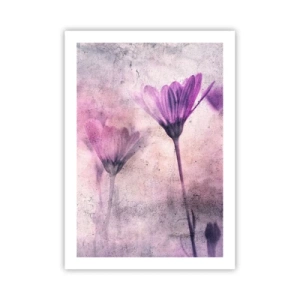 Póster - Delicadas flores en tonos rosa y morado sobre un fondo claro. - 50x70cm - Sueño de flores - Decoración de pared moderna para salón y dormitorio ARTTOR