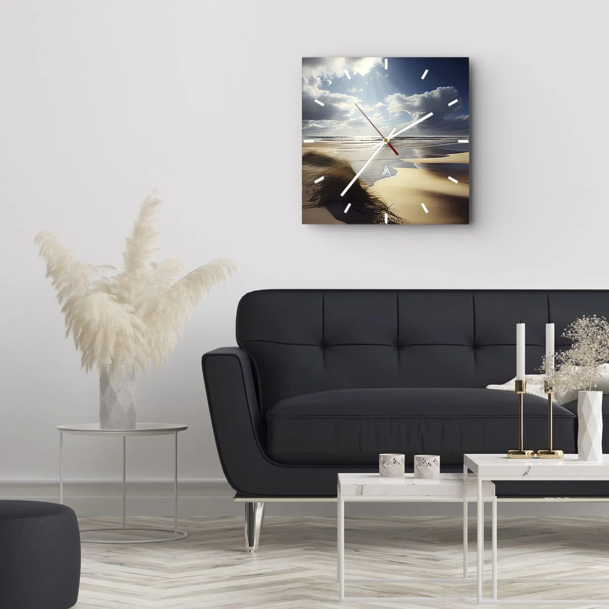 Reloj de pared - Reloj de vidrio - Playa, playa salvaje - 40x40 cm