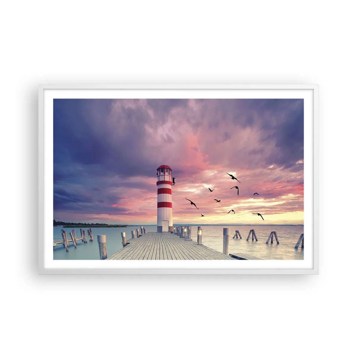 Póster en marco blanco - Hora de ir al puerto - 91x61 cm