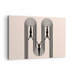 Cuadro sobre lienzo - Impresión de Imagen - Siluetas geométricas sobre un fondo beige - 100x70cm - Al revés, o no - Decoración de pared moderna para salón y dormitorio ARTTOR