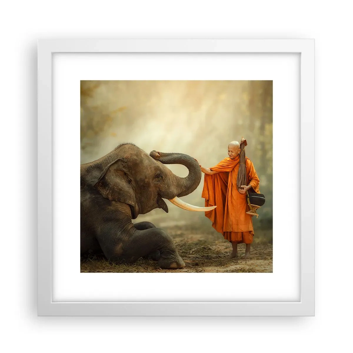 Póster en marco blanco - Un encuentro en un viaje - 30x30 cm