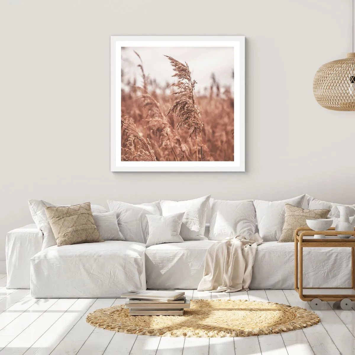 Póster en marco blanco - El otoño ya está en los campos - 30x30 cm